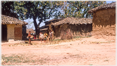 Village houses and children.