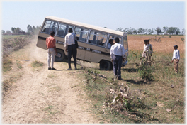 Bus off track.
