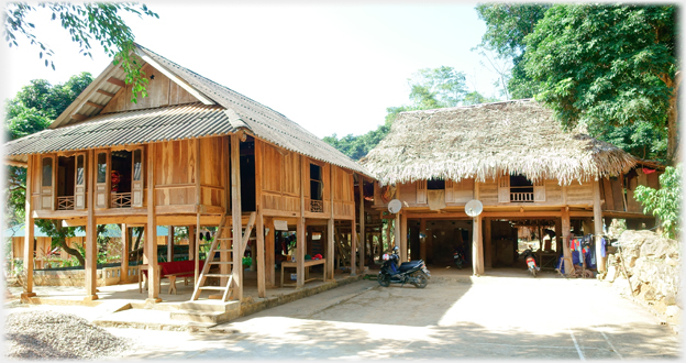 The home stay house part thatched, part asbestos roofed.