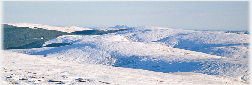 Eildons in snow.