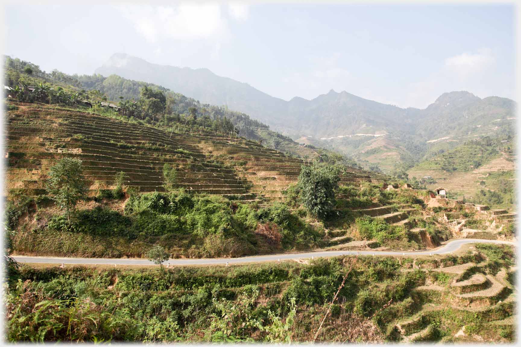 Road along hillside.