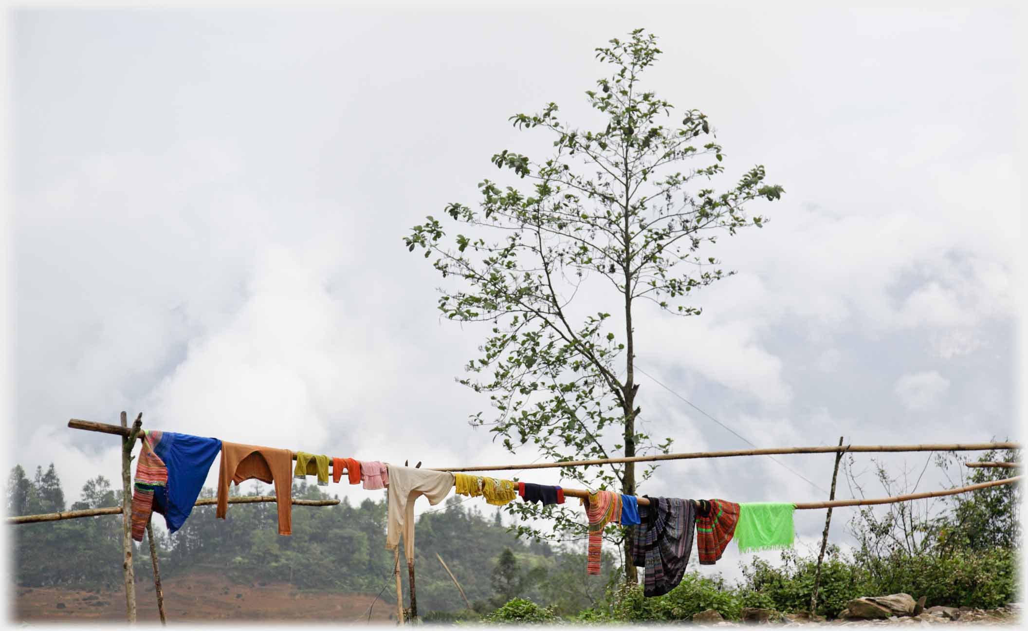 A pole of washing of infants clotes.
