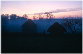 Evening outlines of dove cot